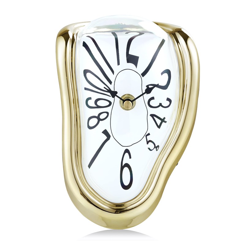 Lafocuse Silent Melting Clock Gold Shiny Frame,Salvador Dali Watch Melted