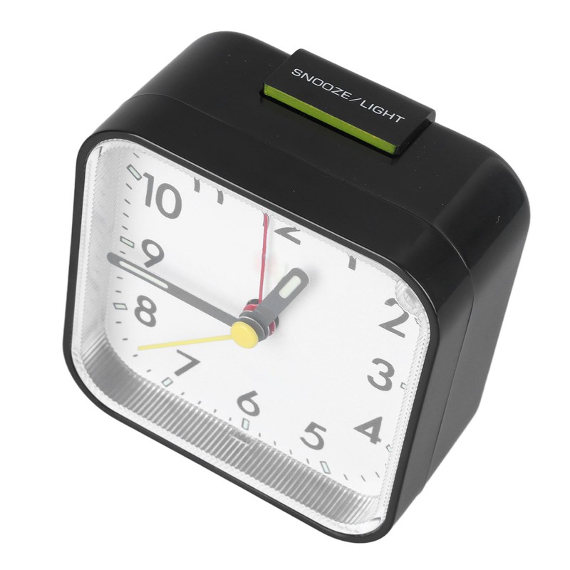 Small Clock Black Alarm Silent Minimalistic Design Snooze with Backlight