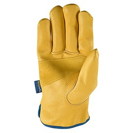 Guantes de trabajo de cuero HydraHyde para hombre, resistentes al agua, grandes (Wells Lamont 1164L)