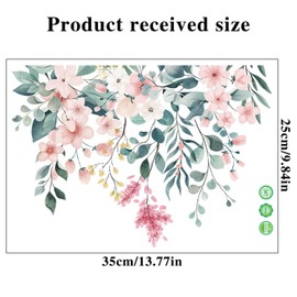 Traziewell Flower Wall Art Stickers Bedroom Wallpaper Hanging Vine Flower Wall Decals Green Plant Leaves Wall Stickers for Living Room Wall Art Decor 0918