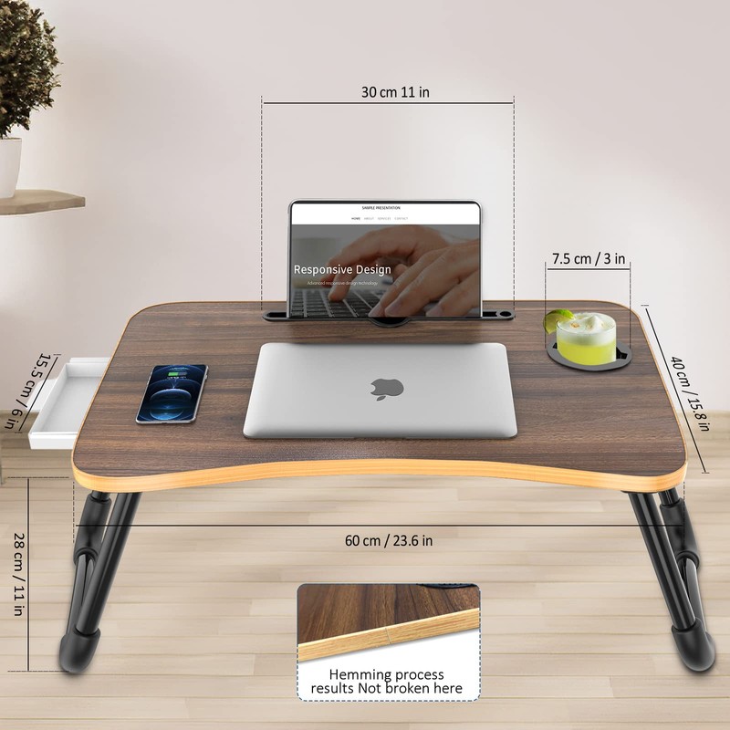 Zapuno Foldable Laptop Bed Table Multi-Function Lap Bed Tray Table