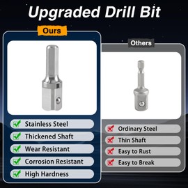 KPALAG Upgraded Stainless Steel Trailer Jack Electric Drill Adapter with a 1/2 in Socket Adapter Bit Compatible with 1 Inch Jack Drive Shaft