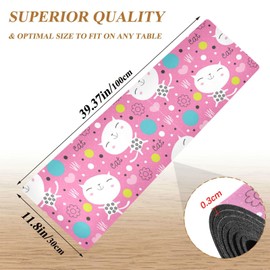 Kcldeci Thermo Heat Resistant Table Runner Trivet for Hot Dishes Cute Floral Cat Hot Plates to Protect Table and Countertop Kitchen Dining Heat Protector 40 X 12