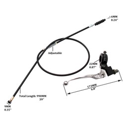 PRO BAT Universal 7/8'' Left Clutch Lever Handle 39'' Cable with Adjuster for 50cc 70cc 90cc 110 cc 125cc SSR Apollo Chinese Dirt Bikes Pit Bike Motorcycle 22mm Handlebar, Silver