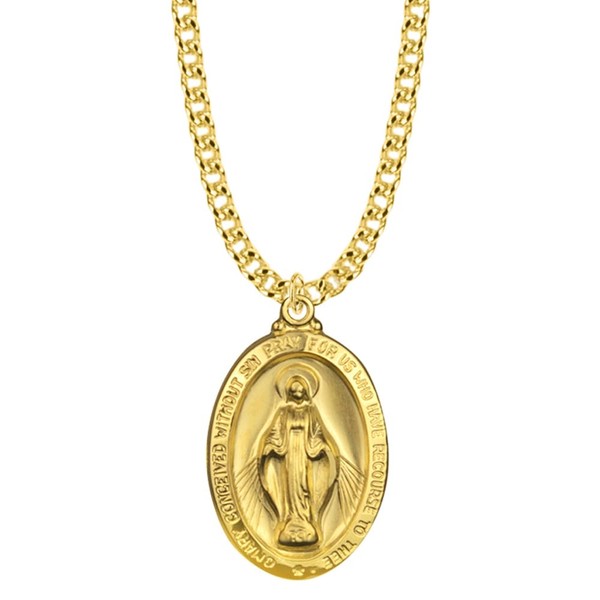 TrueFaithJewelry 14KT Gold-Plated Sterling Silver Our Lady Of Grace Miraculous