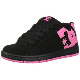 DC Girl's Court Graffik Shoe, Black/Pink, 6 M M US Big Kid