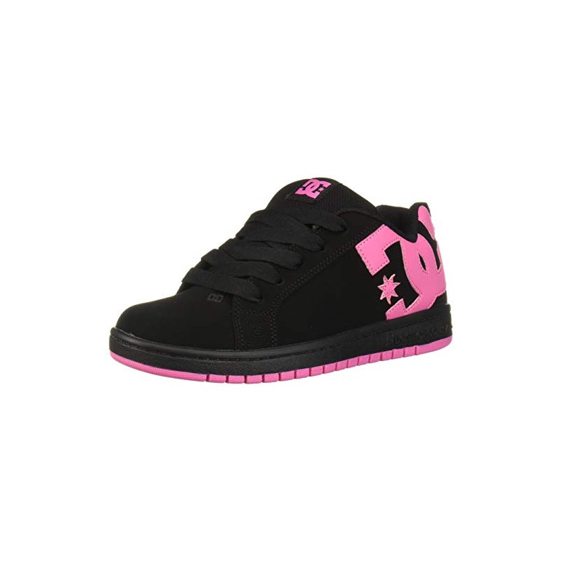 DC Girl's Court Graffik Shoe, Black/Pink, 6 M M US