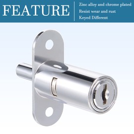 QUARKZMAN Cylinder Cabinet Lock 3/4 Inch Diameter Sliding Piston Drawer Door Lock Key Different with 4 Keys Cylinder Length 40 mm Pack of 2