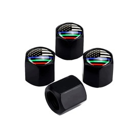 4PCS American Flag Tire Valve Stem Caps, Car Tire Valve Stem Caps, Universal Stem Covers for Cars, SUVs, Bike, Bicycle, Trucks, Motorcycles (Black C)