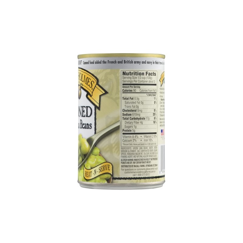 Margaret Holmes, Medium Seasoned Green Lima Beans, 15oz Can (Pack