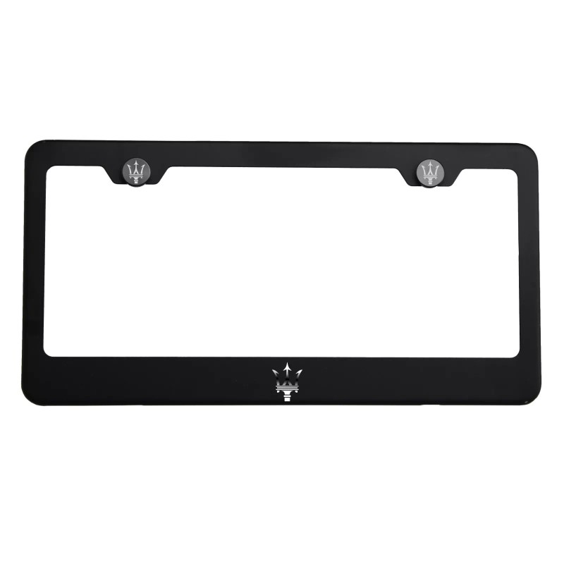 KA Laser Engraved Maserati Logo Mirror Matte Black License Frame