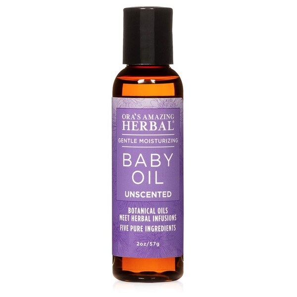 Travel Size Baby Oil, Fragrance Free Baby Oil, Ora’s Amazing Herbal, Unscented Baby Oil, Formulated with Organic Calendula Oil