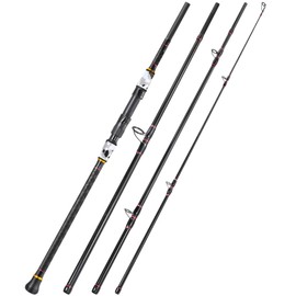 Surf Fishing Rod Portable Travel MH/H Surf Spinning Rod 4 Piece Carbon Fiber Saltwater Fishing Rod 12'-Gray
