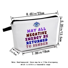 MoCaliduccious Gifts for Women Friends Teen Evil Eye Makeup Bag May All Negative Energy Be Returned to Sender Cosmetic Bag
