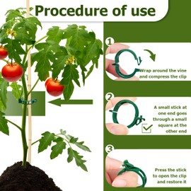 shallyong Plant Clips, Pack of 300 Plant Clips, Tomato Clips, Tomato Clips, Tomato Trellis Cord, Flower Clips for Vegetables, Tomato Plants Attachment (Green)