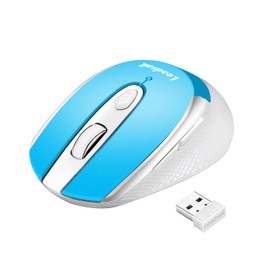 LeadsaiL Quiet Wireless Mouse 2.4 GHz 1600 DPI Optical Tracking, 6 Buttons Optical Computer Mouse, PC Mouse with USB Nano Receiver, Compatible with PC, Mac, Laptop - Light Blue