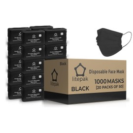 Disposable Face Masks - 1,000 PCS - for Home & Office - Breathable & Comfortable Filter (Black.)