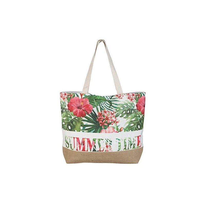 Idena 31018 Summer Time Canvas Beach Bag with Floral Pattern,