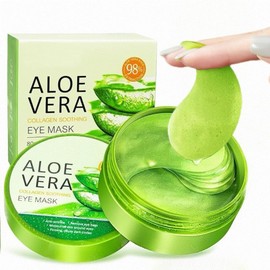 Parche de Aloe Vera para Eliminar las Ojeras, Mascarilla Refrescante Aloe Vera, Parche para Eliminar las Bolsas los Ojos, 60 Piezas