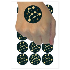 Leo Zodiac Star Constellations Temporary Tattoo Water Resistant Fake Body Art Set Collection - 54 1" Tattoos (1 Sheet)