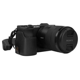MegaGear MG1807 Ever Ready - Funda de Piel para cámara Compatible con Sony Alpha A6600, Color Negro