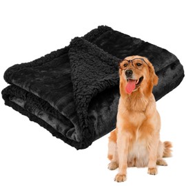 Daelesr Waterproof Dog Blanket, 71×100cm Soft Warm Dog Bed Cover for Couch Sofa Bed Floor, Washable Puppy Blanket, Pet Throw Blankets for Kitten Dogs Cats (Black)