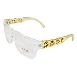 Komonee Gold Chain Sunglasses Clear Frame Clear Lens Tint Glasses Designer Childrens UV400 Protection Classic Shades