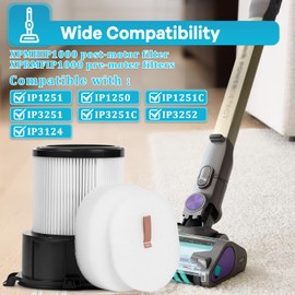 Jollsung IP3251 Vacuum Replacement Filters for Shark PowerDetect Cordless Upright Cleaner IP3251, IP3253, IP1251, 1 HEPA Filter and 2 Foam & Felt Filters
