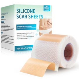 Rvlaim Láminas de silicona para cicatrices, cinta de silicona para cicatrices (rollo de 1,6" x 120" - 3 m), tiras de silicona para cicatrices, láminas profesionales para la eliminación de cicatrices q