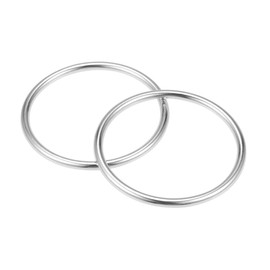 Unifizz 2"(50mm) Metal O Rings 3.5mm Thick Non-Welded Multi-Purpose Buckles for Bag Straps Belts Macrame Pet Leashes DIY Crafts Silver 2pcs