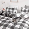 GETIANN Plaid Duvet Cover Set Queen Comforter Cover Set Full