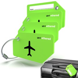Untethered Untethered 4-Pack Luggage Tag Set | Durable Luggage Tags for Suitcases & Travel Bags | Bag Tag & Name ID Identifiers | Suitcase Tags for Easy Luggage Identification