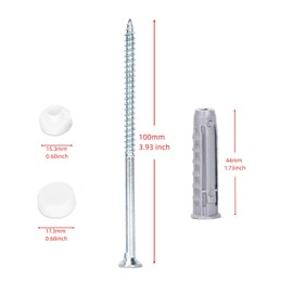 Ruimou - Juego de 1 tuercas universales para asiento de inodoro (M5 x 100 mm), cierre de asiento de inodoro, con arandelas de plástico blanco, para reparación de fijaciones, tornillos de fijación