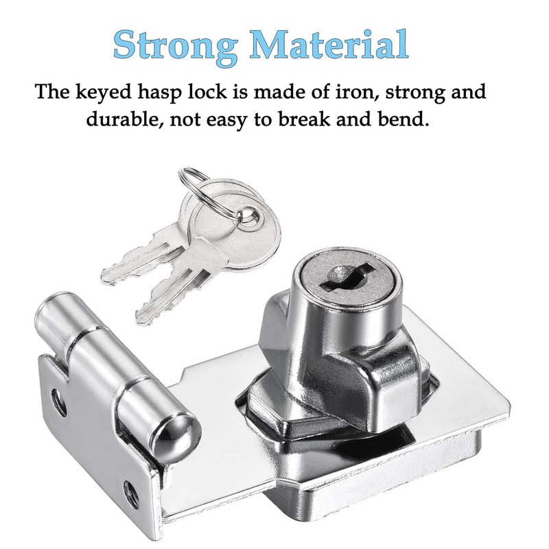 Litensh Rectangular Angle 90 Degree Hasp Lock with Key Equal