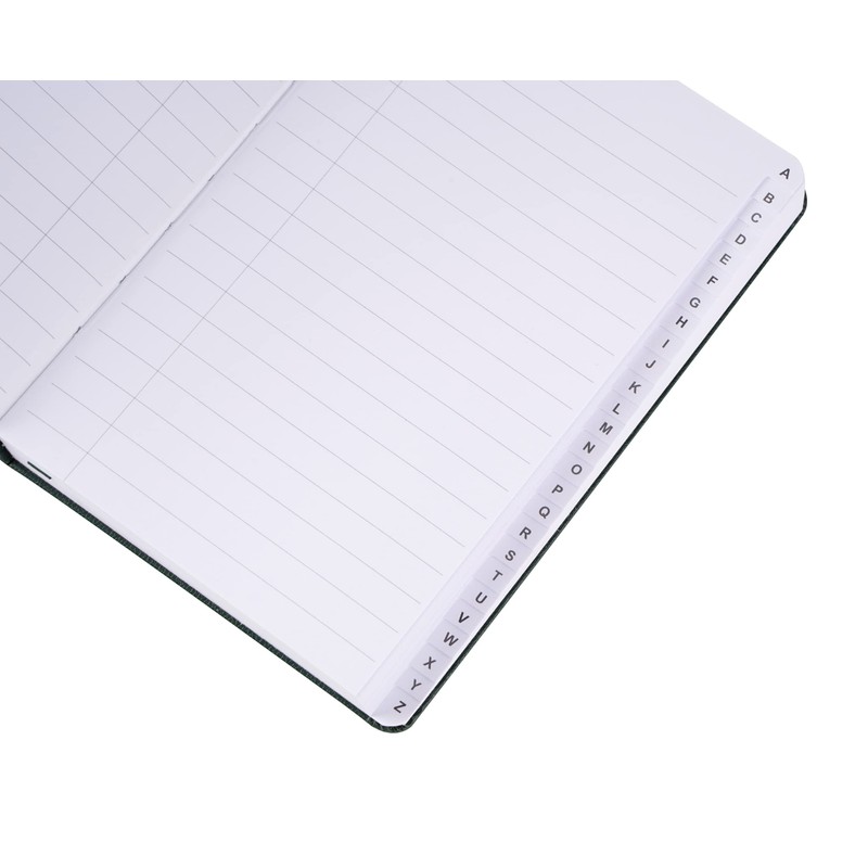 A6 Index Notebook Hardback Leatherette Cover 8mm Ruled Margin A-Z