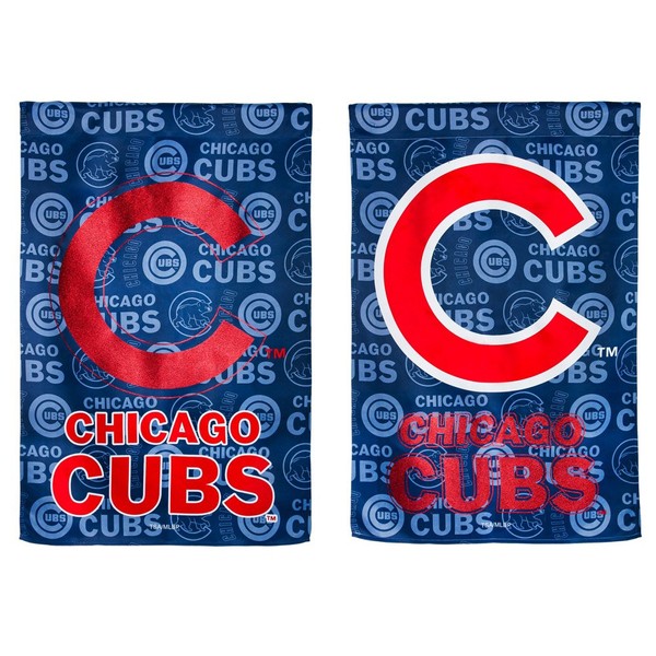 Team Sports America Suede Chicago Cubs Glitter Logo Garden Flag, 12.5 x 18 inches