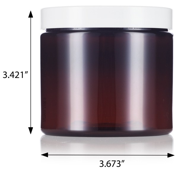 Amber Large 16 oz PET Plastic (BPA Free) Refillable Jar