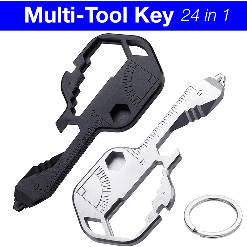 BRIGHTBOX 24-in-1 Multi-tool Key Shaped Pocket Tool, Stainless Steel, Bottle