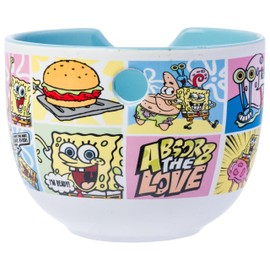 Silver Buffalo Spongebob Comic Panels 20oz Ceramic Ramen Bowl with Chopsticks