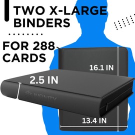 Premium Top Loader Binder for 288 Cards - 9 Pocket Double Sided Easy Flip Pages - Zipper-Enclosed Ringless Toploader Binder (Scratch Resistant, Blue & Black Interior, 2-Pack 288 Cards)