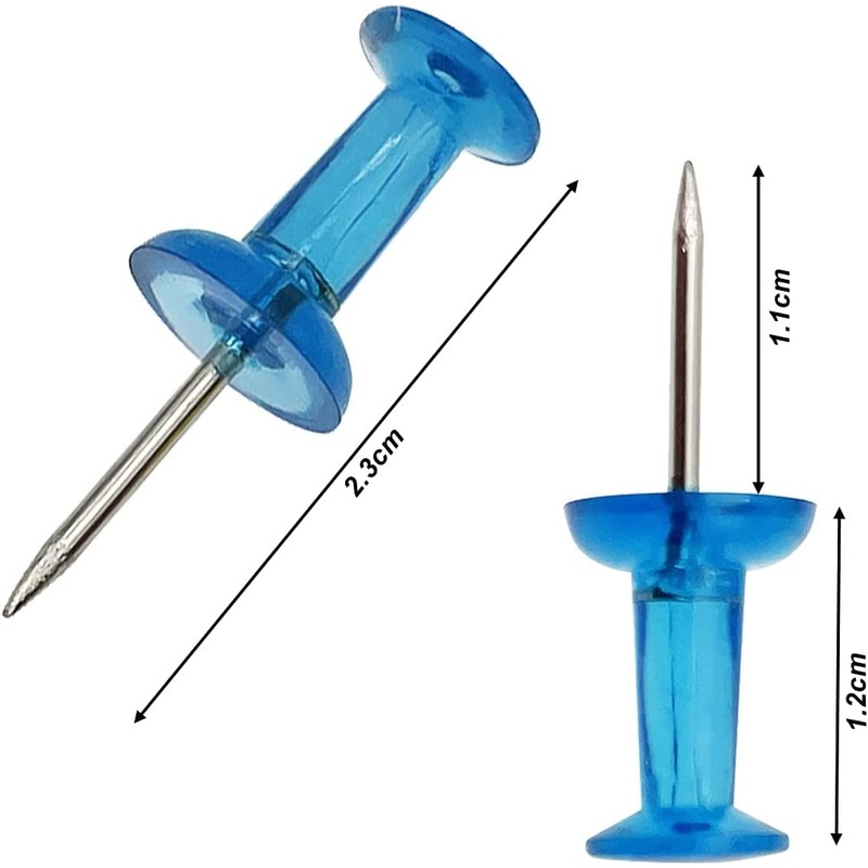 DERDOUT Coloured Push Pin,100 PCS Plastic Thumb Tacks Clear Push