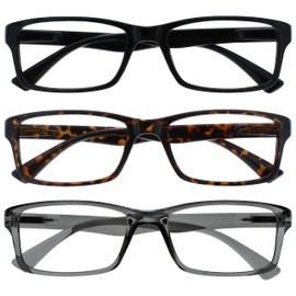 Pack of 3 short-sighted glasses for men and women, black, brown, grey, MMM92-127 -1.50