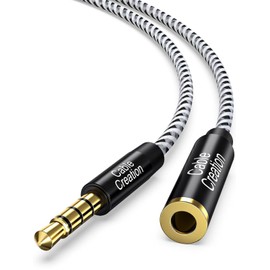 CableCreation 3.5mm Headphone Extension Cable 6FT/1.8m, 4Pole TRRS Aux Cord with Microphone, 1/8 Stereo Audio Cable for Phones, Headphones, Speakers, Tablets, PCs, MP3 Players, Laptops, Black