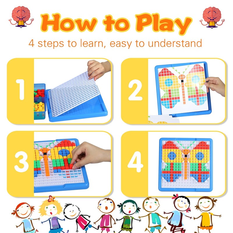 ZOZOPLAY Kids Toys Mosaic Puzzle,490Pcs Building Blocks,Educational Toys with 6