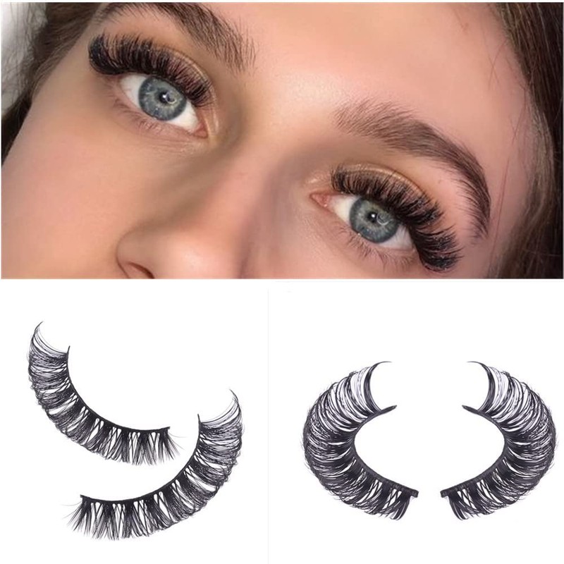 False Eyelashes Russian Strip Lashes Natural Fluffy Wispy D Curly