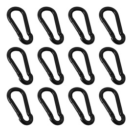 PDETVEO 12PCS M4 Metal Carabiner Clips, 1.58 Inch Spring Snap Hooks, Quick Link Connectors for Dog Leash, Hammock, Camping Gear & Keychain Organization, Black