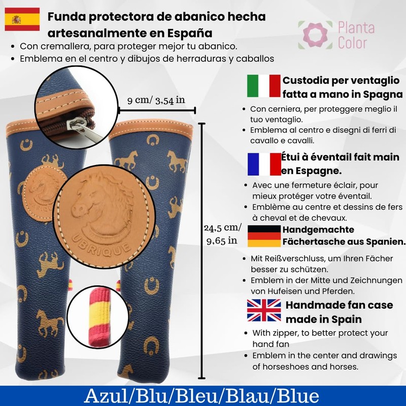 Fächerpaket mit Stier-Zeichnung, mit handgefertigter Hülle aus Ubrique und Armband