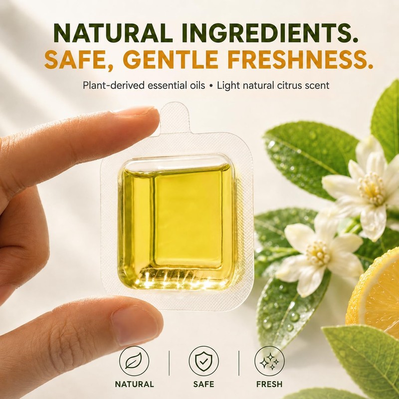 Lemon Essence, Liquid Trash Can Deodorizer, 6 Pack Fragrance Capsules