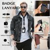 DELSWIN Badge Holder with Retractable Lanyard, PU Leather ID Badge