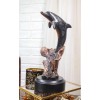 Jumping Bottlenose Dolphins Bronze Electroplated Resin Figurine with Base Decor